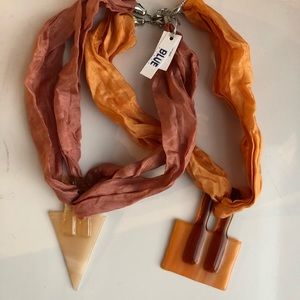 Handmade 100% Silk & Glass Necklace NWT